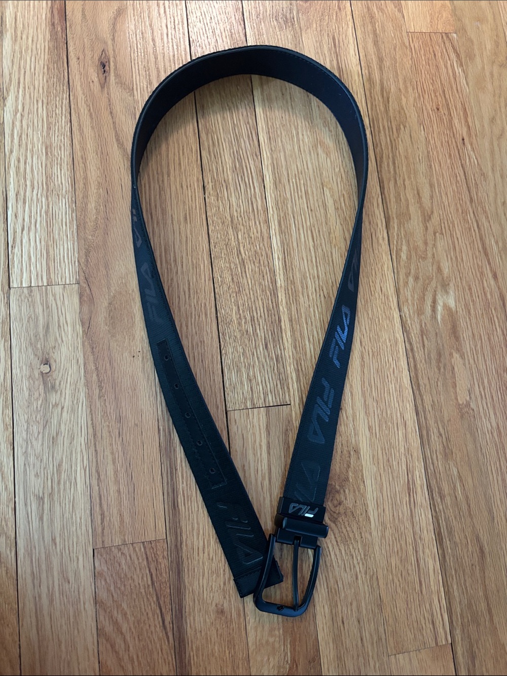 Fila Black Logo Webbing Belt with Matte Black Buckle